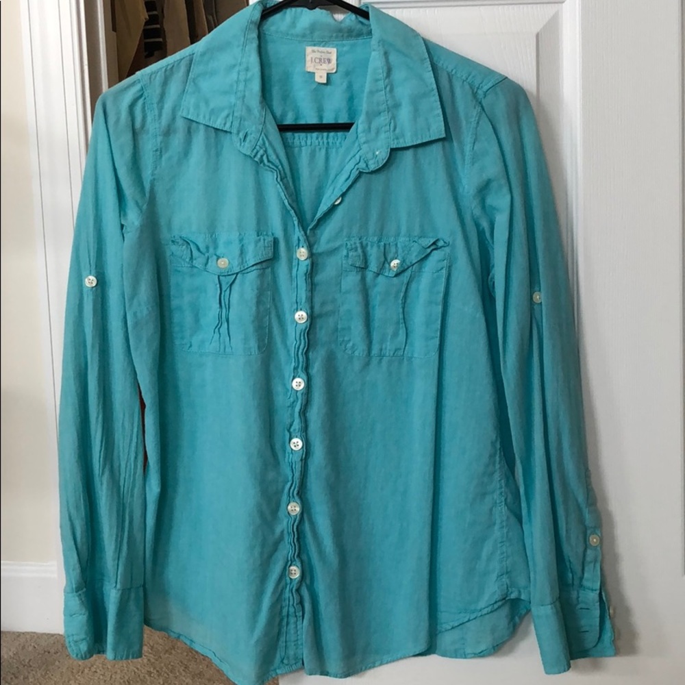 J crew mint green button up Lightweight size small